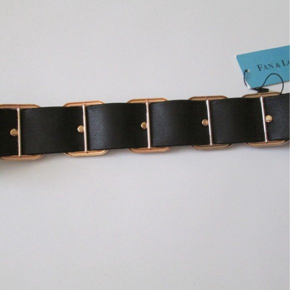 Fan & Louis Belt Black With Goldtone Coins Elastic Snap Closure With Tag Size M main image 9